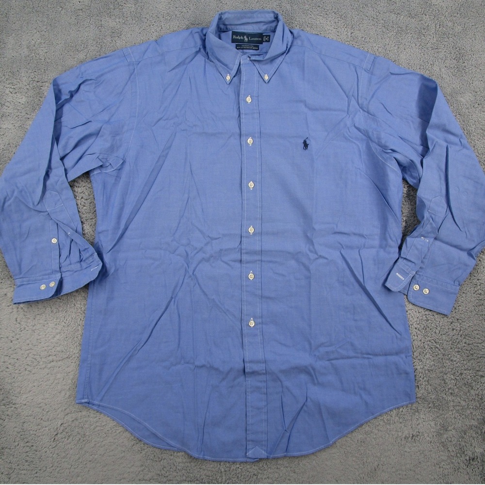 Ralph Lauren Yarmouth Mens 16 32/33 Blue Pinpoint Oxford Button Down Shirt Y2K